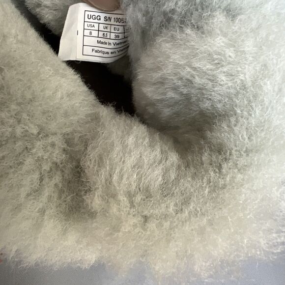 Womens Ugg Boots Sz 8 Ice Blue Bailey Bow Mini Suede Sherpa Coquette Festival - Picture 12 of 13